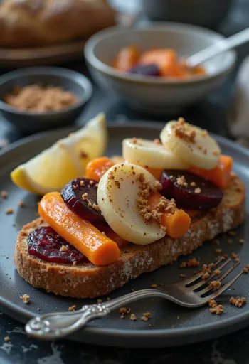 Smørrebrød sült zöldségekkel