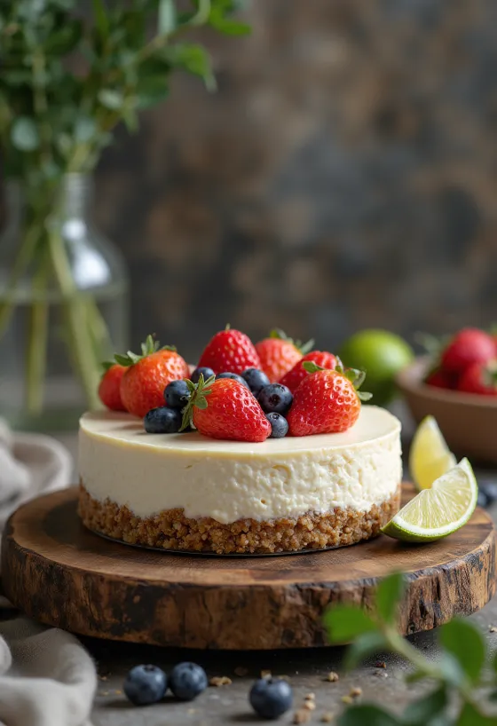 Vegán sajttorta tálalva