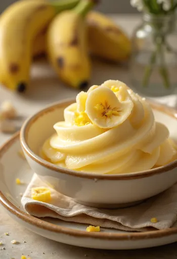 Banános kulfi díszítve mandulaforgáccsal, pistáciadióval és rózsavízzel