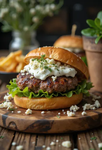 Bárányhúsos hamburger grillezett bárányhússal és feta sajttal