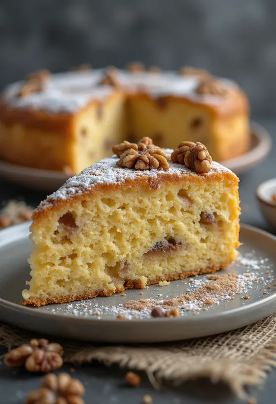 Fahéjas-diós torta szeletekkel
