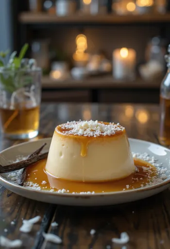 Flan kókuszreszelékkel, karamellizált cukorral