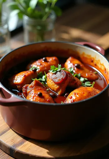 Csirke adobo tálban