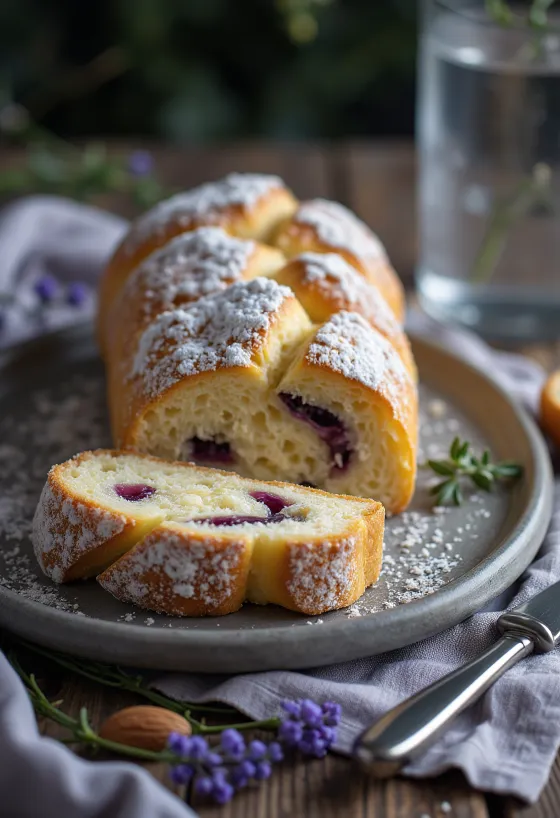 Levendulás Stollen tálalva