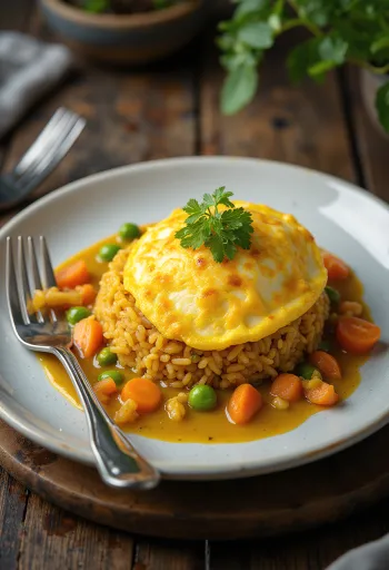 Omurice curry, szaftos curry rizs és puha omlett