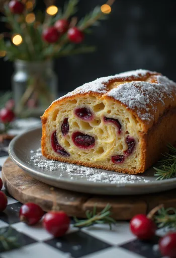 Frissen sült német stollen karácsonyi kalács