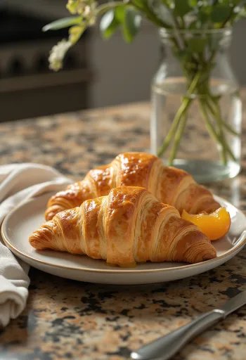 Baracklekváros croissant tálalva