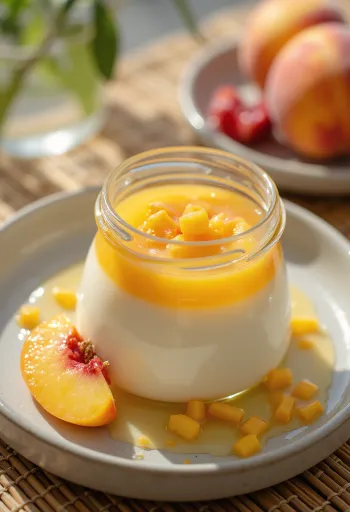 Barackpürés panna cotta tálalva