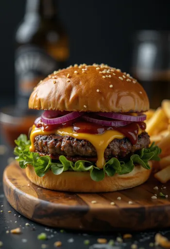 BBQ hamburger tálalva