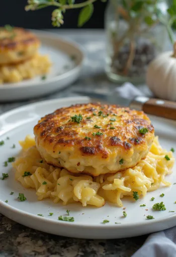 Bubble and squeak fokhagymával tálalva, aranybarna és ropogós étel