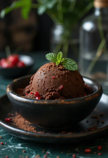 Chilis csokoládé sorbet házi készítésű fűszeres desszert