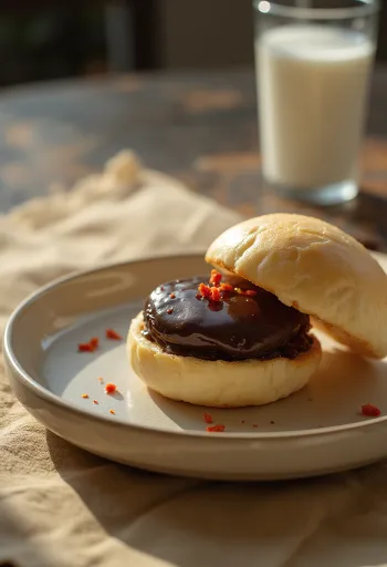 Chilis csokoládés bao bun tálalva