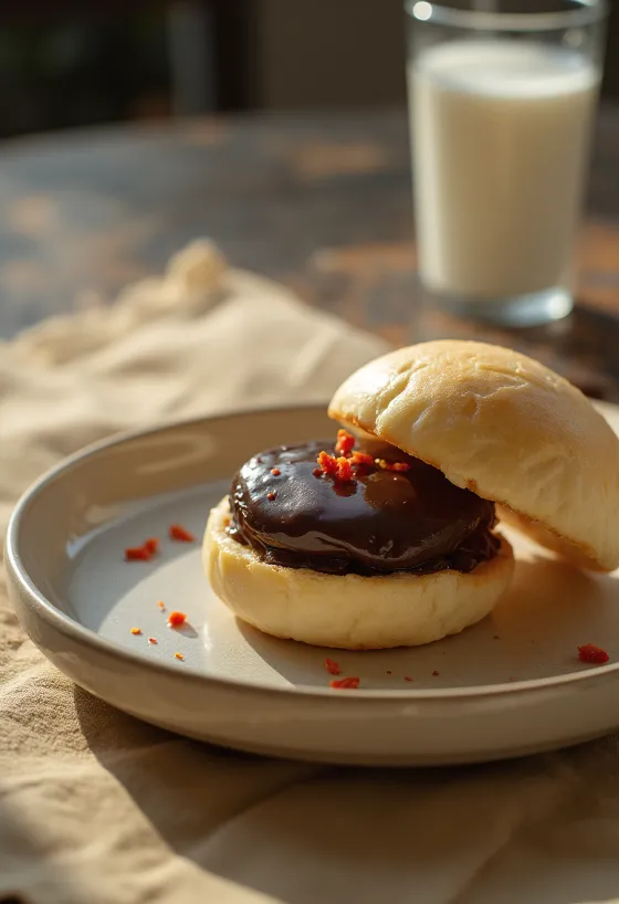 Chilis csokoládés bao bun tálalva