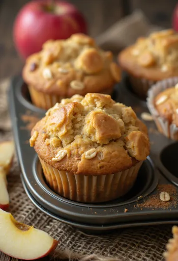 Fahéjas-almás zabpelyhes muffin tálalva