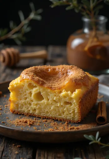 Fahéjas-mézes torta tálalva