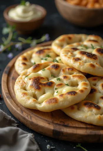 Fehér csokoládés naan kenyér tálalva