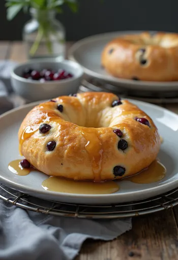 Fekete ribizlis bagel tálalva