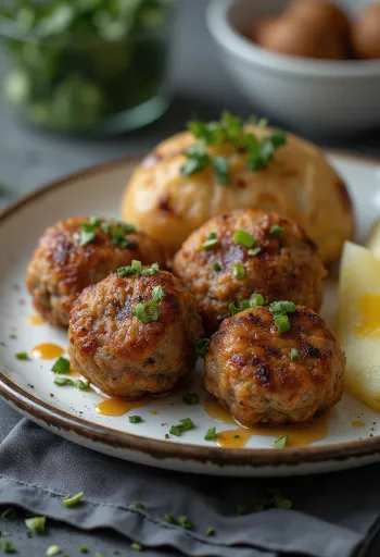 Frikadeller dán húsgombóc tálalva