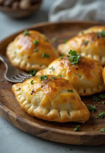 Gombás empanada aranybarna tésztában
