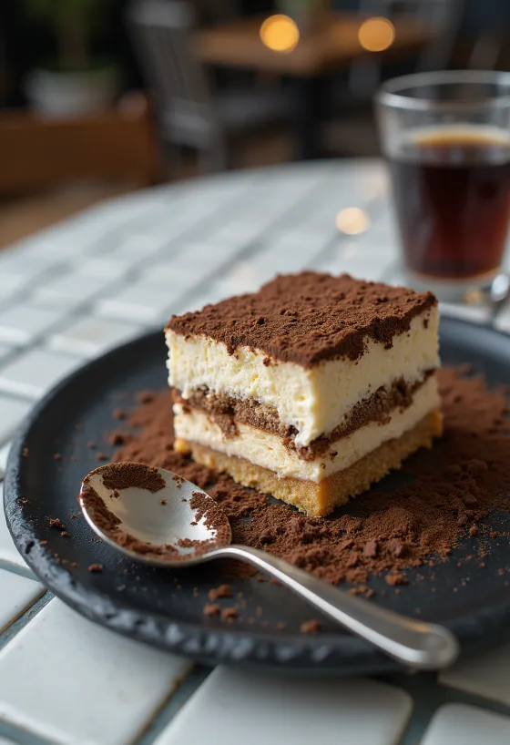 Habos tiramisu torta kakaóval megszórva
