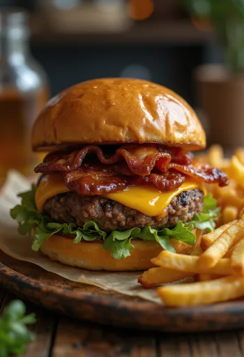 Házi BBQ burger tálalva