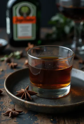 Házi Jägermeister üvegben tálalva