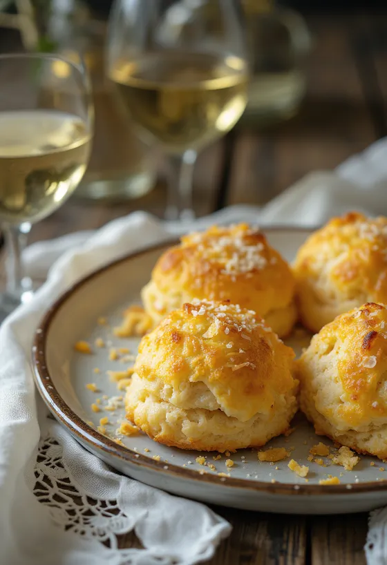 Parmezános pogácsa tálalva