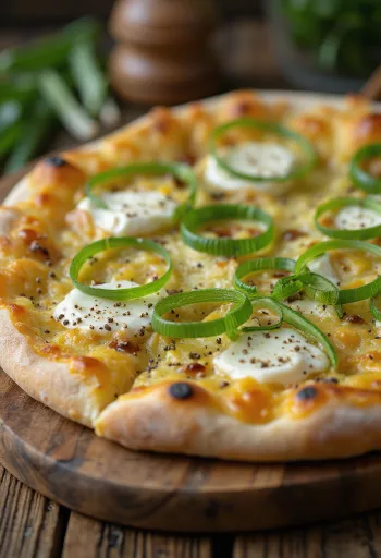 Frissen sült újhagymás pizza
