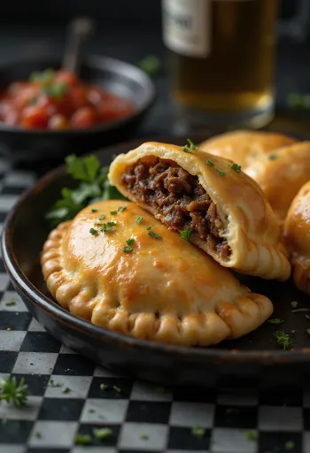 Sörös marhahúsos empanada tálalva