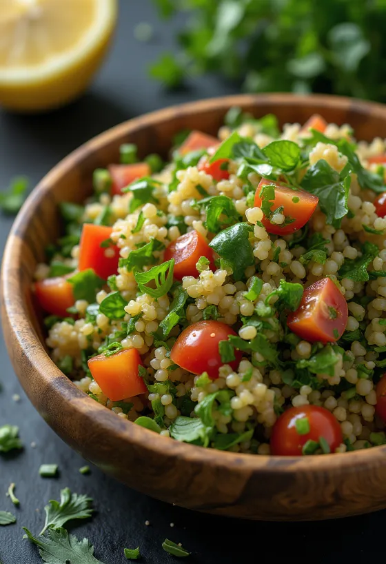 Tabbouleh paradicsommal, friss mentával és petrezselyemmel