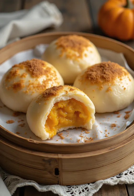 Tökös-fahéjas bao bun tálalva