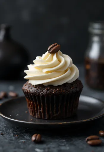 Vaníliás-kávés cupcake tálalva