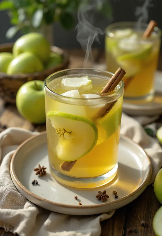 Zöldalmás cider bögrében