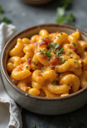 BBQ mac & cheese tálalva