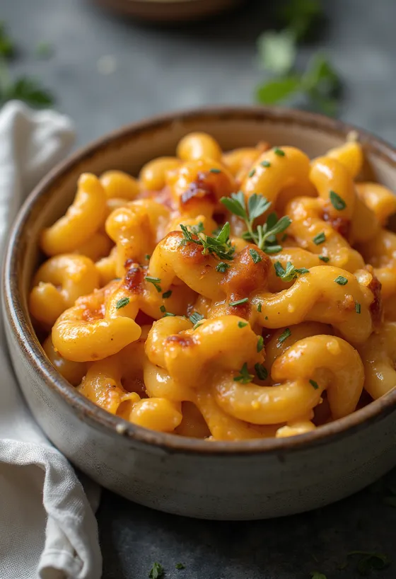 BBQ mac & cheese tálalva