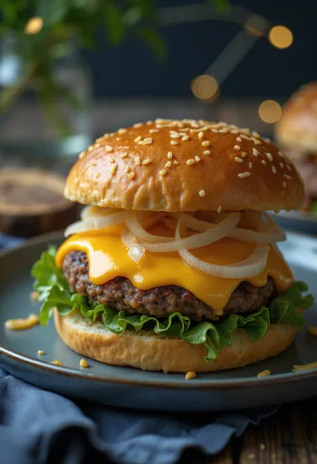 Cheddar sajtos hamburger szaftos húspogácsával és olvadt cheddar sajttal