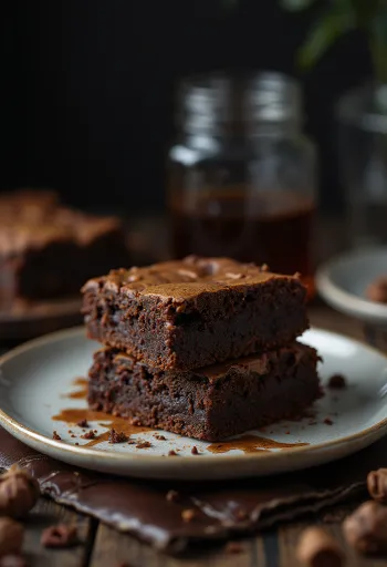 Csokoládés brownie ropogós tetejű és puha belsejű, szeletekre vágva