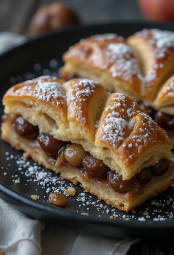 Gesztenyés-almás linzer tálalva