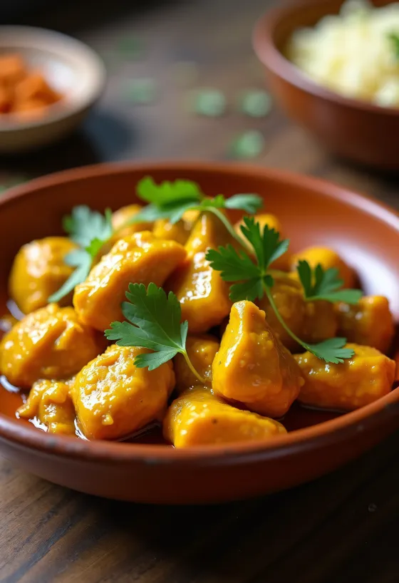 Keto burmai gyömbéres csirke tálalva