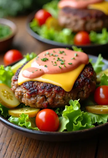 Keto hamburger tál salátával