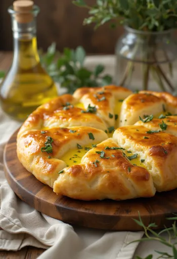 Khachapuri olívaolajjal, friss, aranybarna sajtos lepények olívaolajjal
