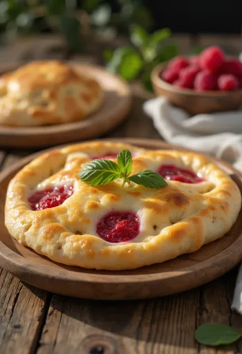 Málnás naan kenyér tálalva