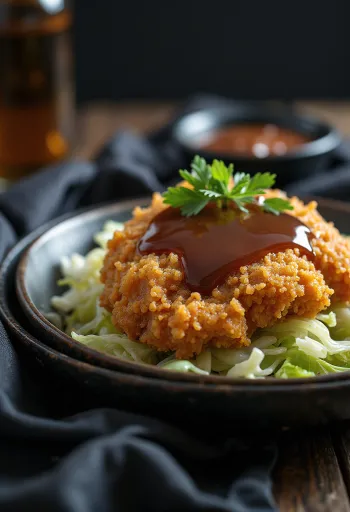 Menchi katsu tonkatsu szósszal, panírozott hús sült étel
