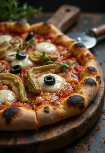 Pizza ai Carciofi e Olive articsókával és olívabogyóval