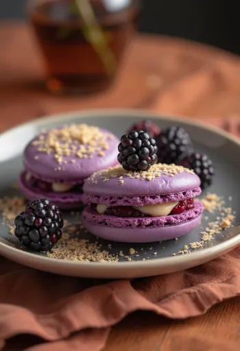 Szederkrémes-mandulás macaron