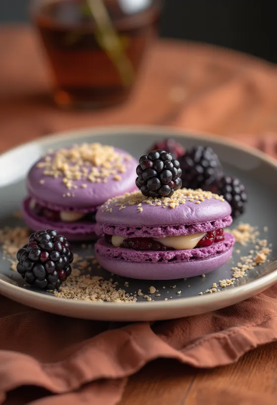 Szederkrémes-mandulás macaron