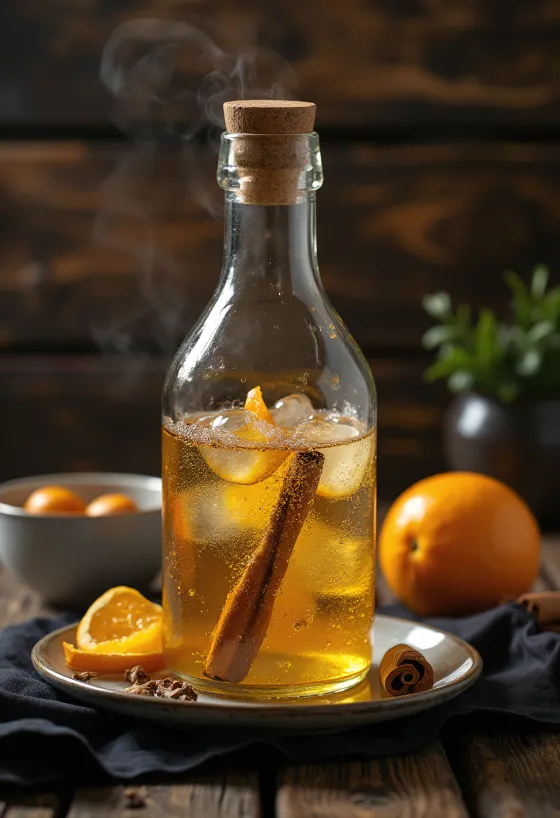 Amerikai édes cider pohárban fűszerekkel