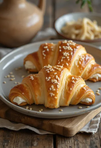 Bazsalikomos croissant tálalva