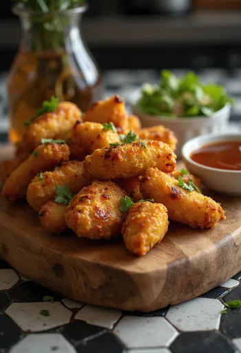 BBQ grillezett szója nuggets tálalva