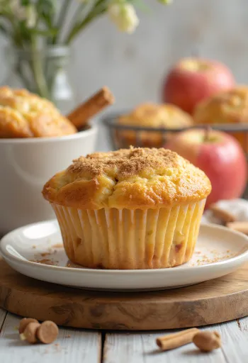 Gesztenyés-almás muffin tálalva